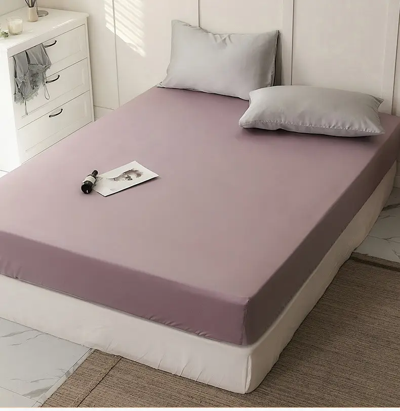 Solid Color Encrypted Lenzing Tencel Fitted Sheet Single Piece Summer Ice Silk Lyocell Bed Cover Set Bed Sheet Duvet Cover — feature 31