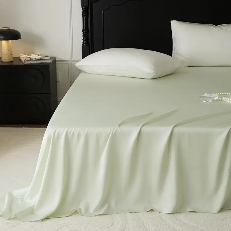 Solid Color Encrypted Lenzing Tencel Fitted Sheet Single Piece Summer Ice Silk Lyocell Bed Cover Set Bed Sheet Duvet Cover