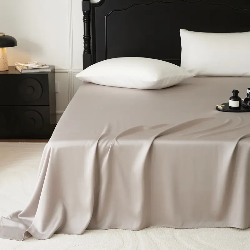 Solid Color Encrypted Lenzing Tencel Fitted Sheet Single Piece Summer Ice Silk Lyocell Bed Cover Set Bed Sheet Duvet Cover