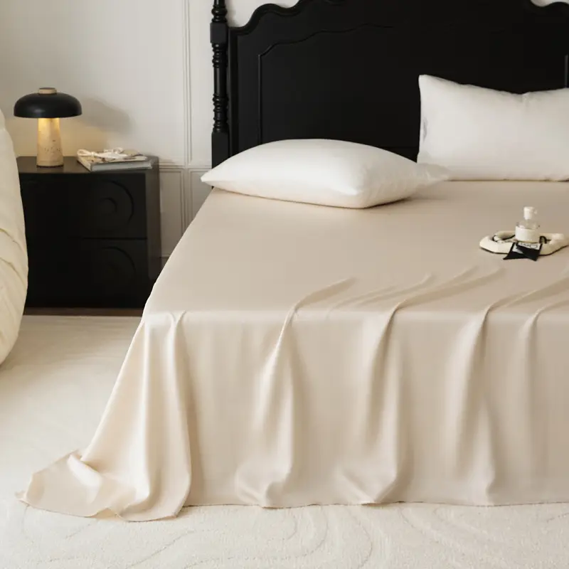 Solid Color Encrypted Lenzing Tencel Fitted Sheet Single Piece Summer Ice Silk Lyocell Bed Cover Set Bed Sheet Duvet Cover