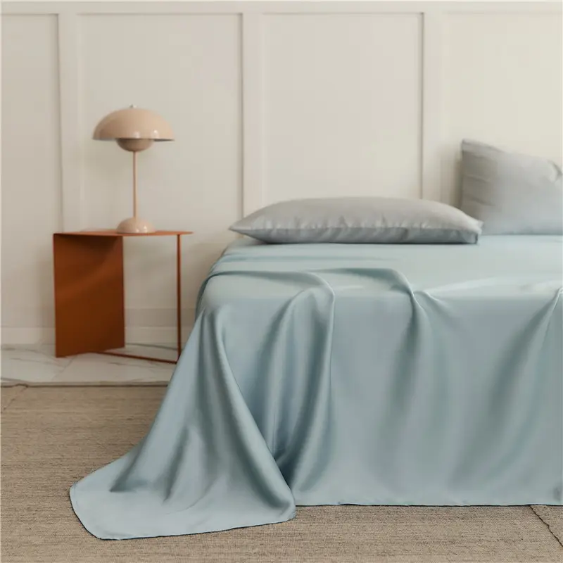 Solid Color Encrypted Lenzing Tencel Fitted Sheet Single Piece Summer Ice Silk Lyocell Bed Cover Set Bed Sheet Duvet Cover