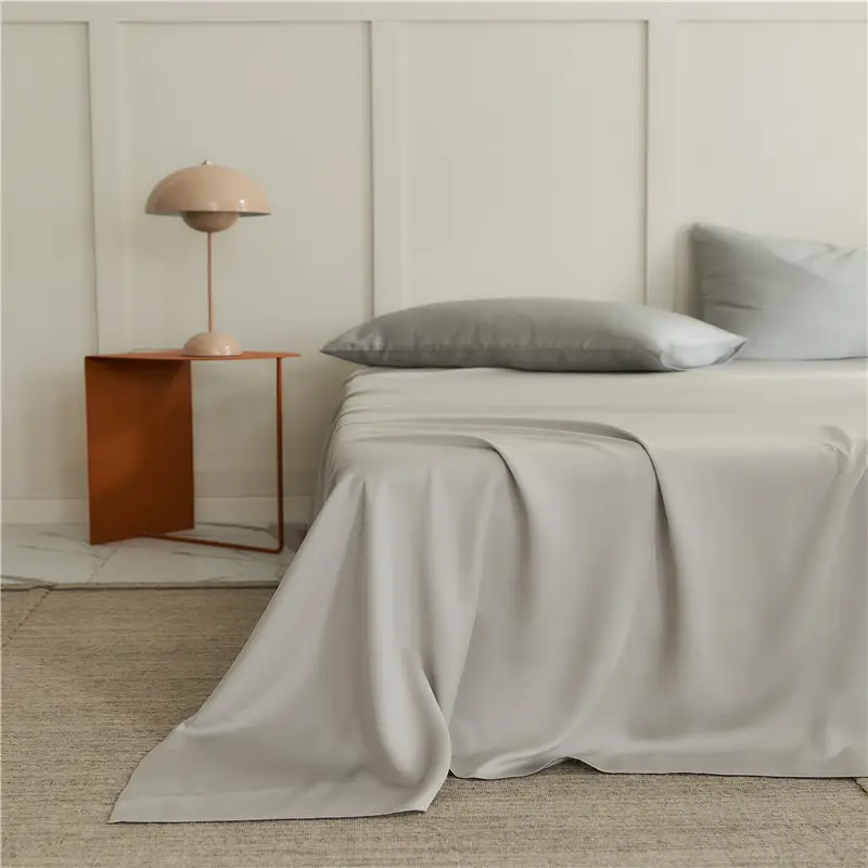 Solid Color Encrypted Lenzing Tencel Fitted Sheet Single Piece Summer Ice Silk Lyocell Bed Cover Set Bed Sheet Duvet Cover