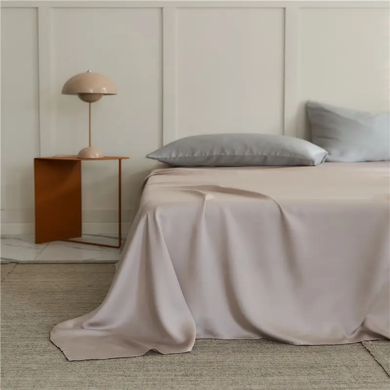 Solid Color Encrypted Lenzing Tencel Fitted Sheet Single Piece Summer Ice Silk Lyocell Bed Cover Set Bed Sheet Duvet Cover