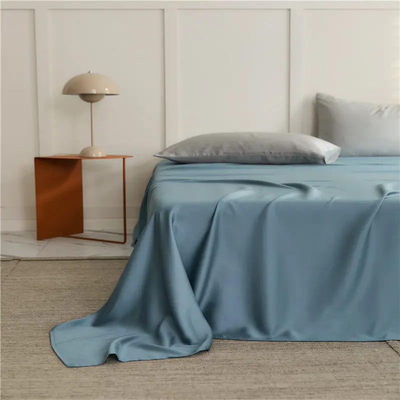 Solid Color Encrypted Lenzing Tencel Fitted Sheet Single Piece Summer Ice Silk Lyocell Bed Cover Set Bed Sheet Duvet Cover
