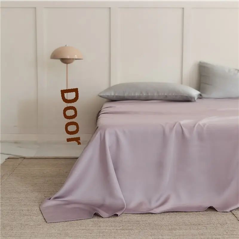 Solid Color Encrypted Lenzing Tencel Fitted Sheet Single Piece Summer Ice Silk Lyocell Bed Cover Set Bed Sheet Duvet Cover
