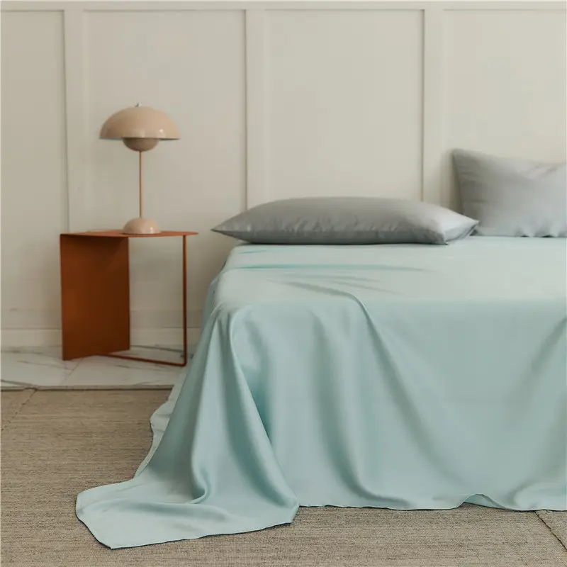 Solid Color Encrypted Lenzing Tencel Fitted Sheet Single Piece Summer Ice Silk Lyocell Bed Cover Set Bed Sheet Duvet Cover