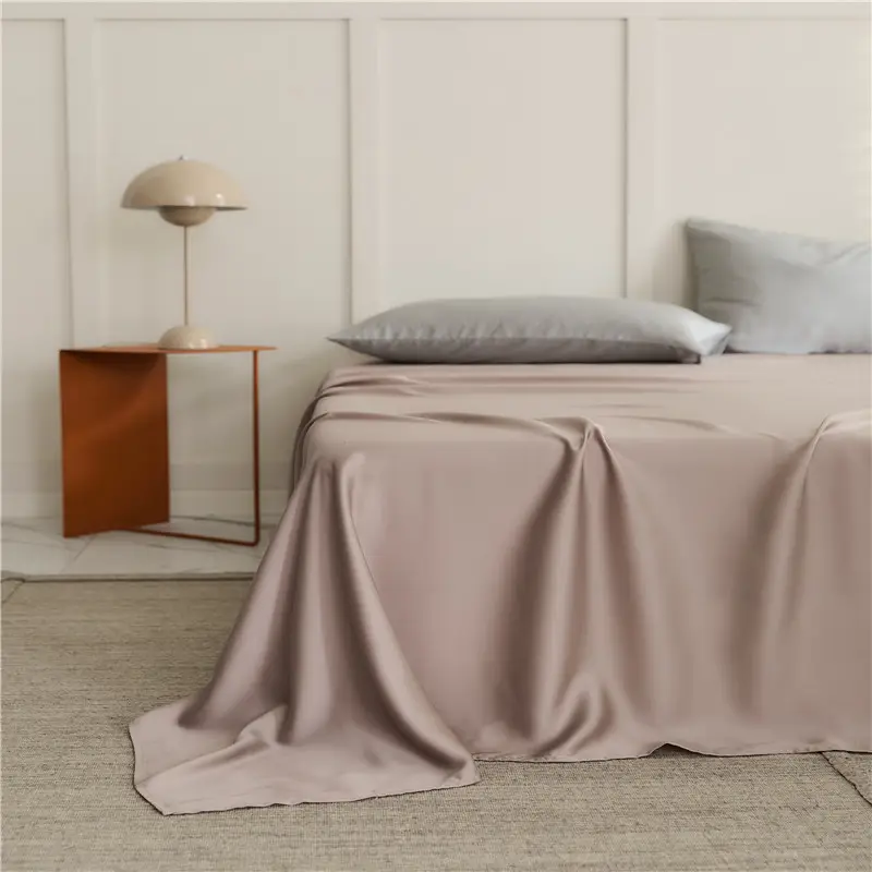Solid Color Encrypted Lenzing Tencel Fitted Sheet Single Piece Summer Ice Silk Lyocell Bed Cover Set Bed Sheet Duvet Cover