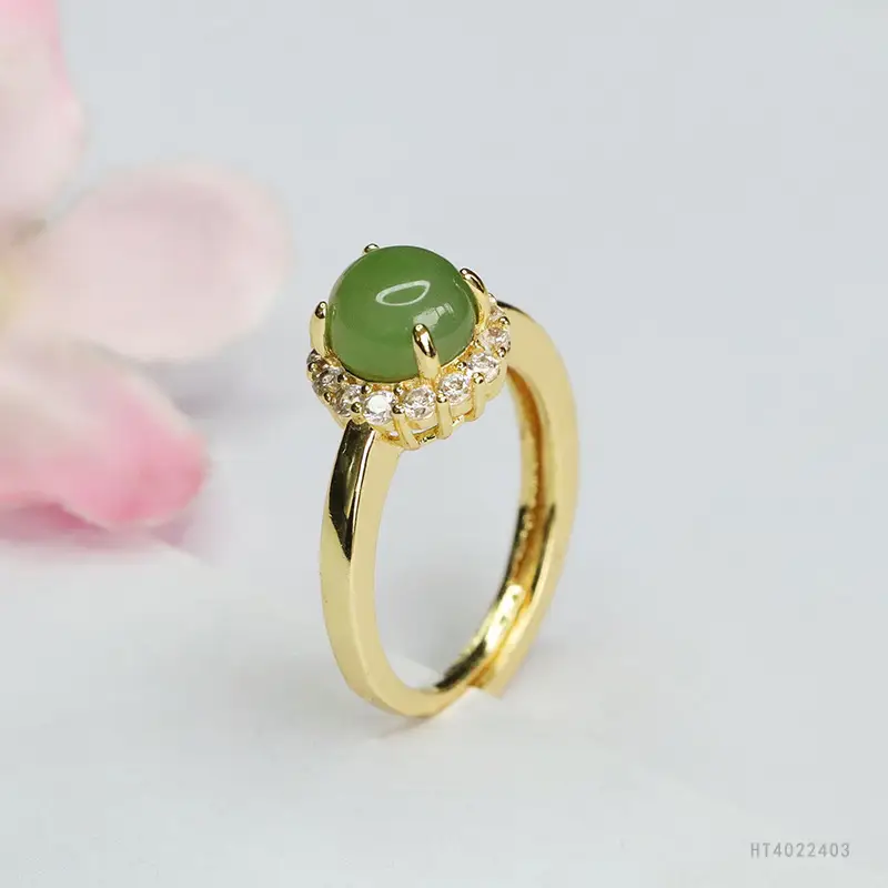 Guan Yu Jade Ring with Full Diamond Set — feature 9