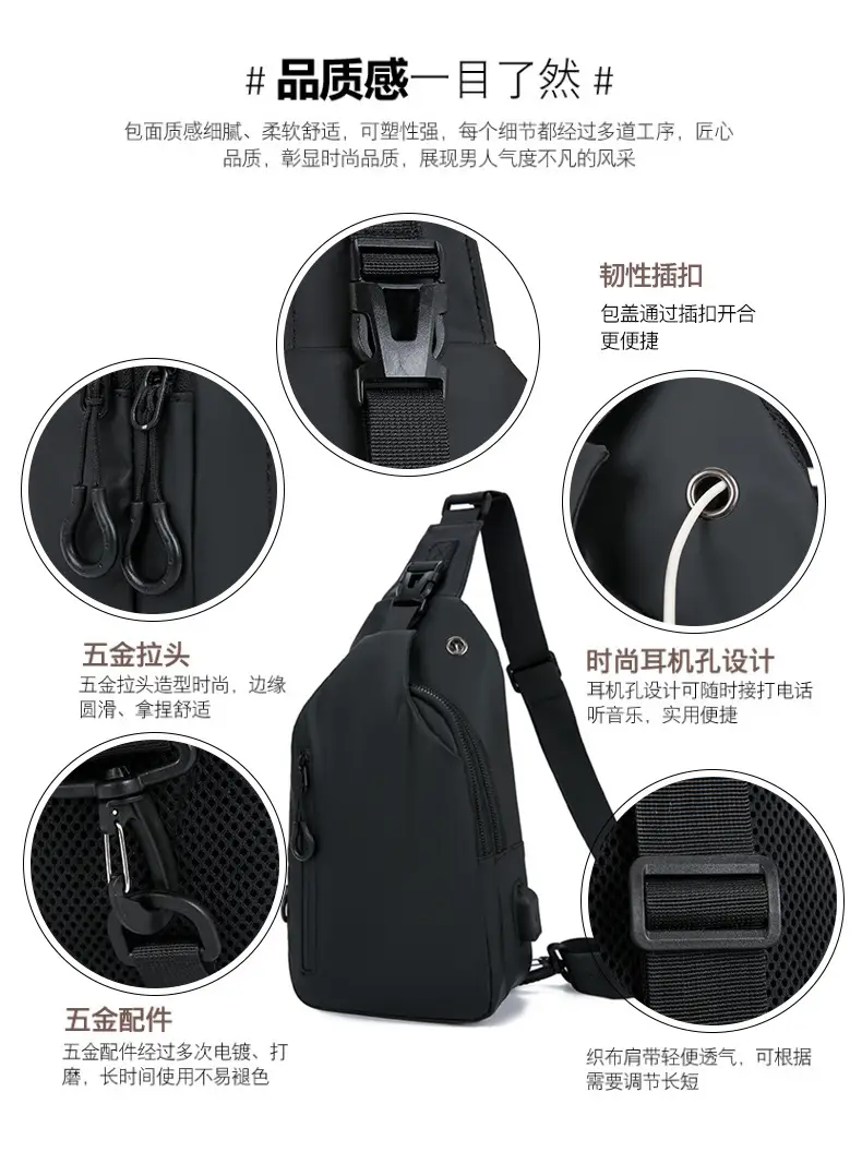 Men's Black Crossbody Bag for Office & Travel — feature 5