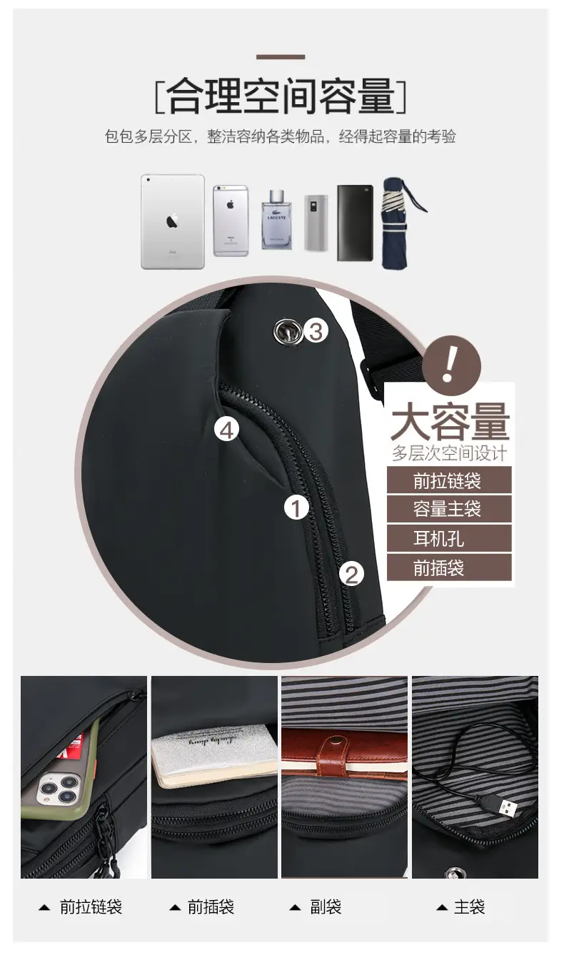 Men's Black Crossbody Bag for Office & Travel — feature 8