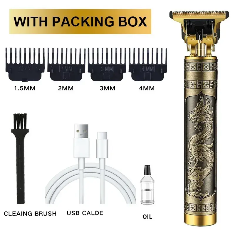 USB Rechargeable Gold Hair Clipper Shaver - Image 4