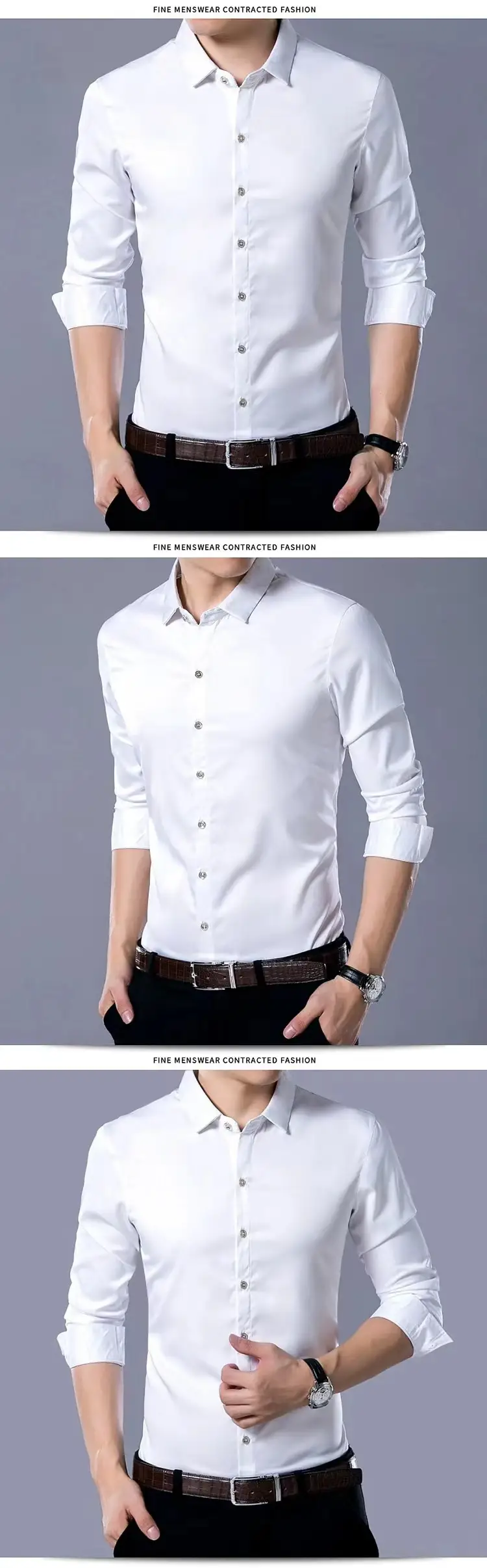 Men's Maroon Long Sleeve Slim Fit Shirt — feature 11