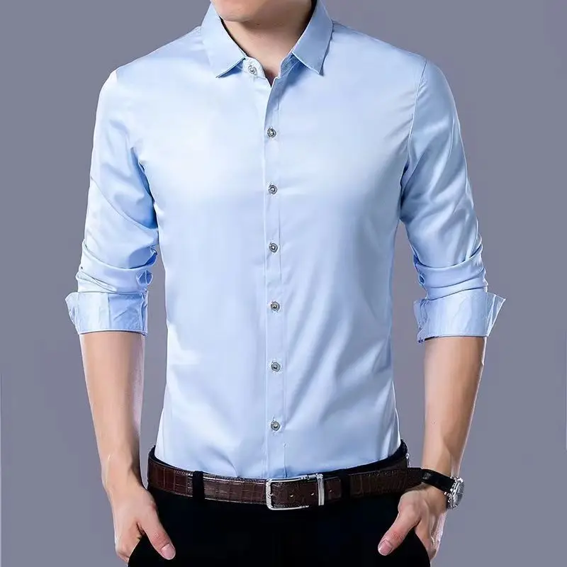 Men's Maroon Long Sleeve Slim Fit Shirt