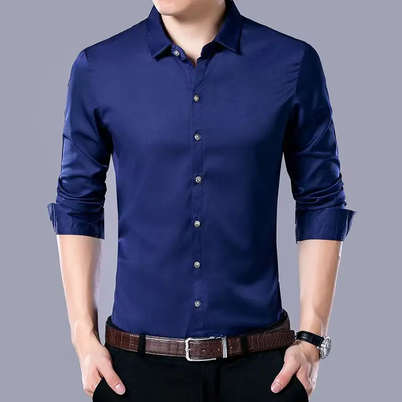 Men's Maroon Long Sleeve Slim Fit Shirt