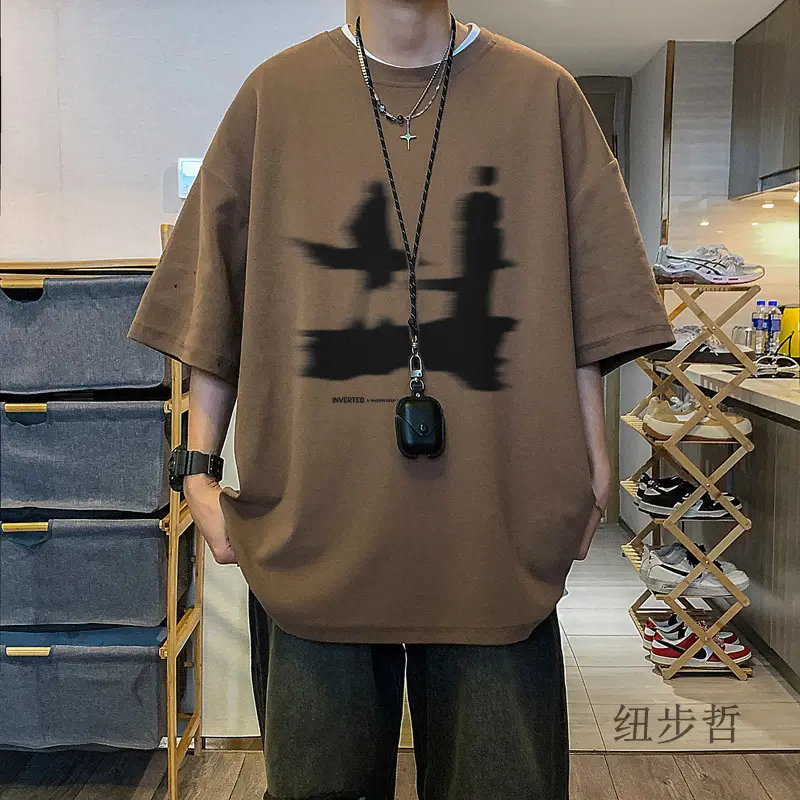 Men's White Graphic T-Shirt American Style Loose Fit — feature 3