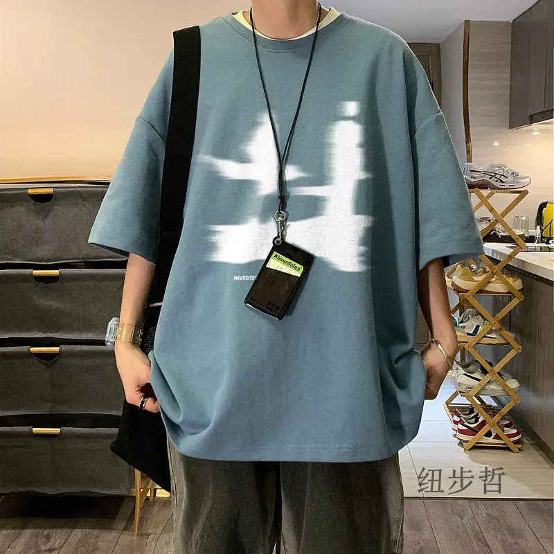 Men's White Graphic T-Shirt American Style Loose Fit — feature 5
