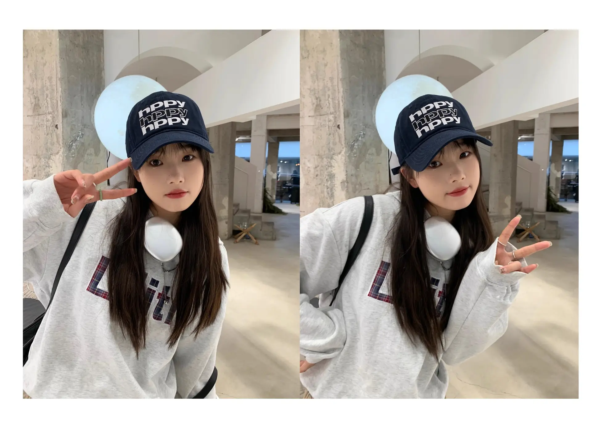 Women Retro Letter Cap Wide Brim Baseball Cap — feature 15