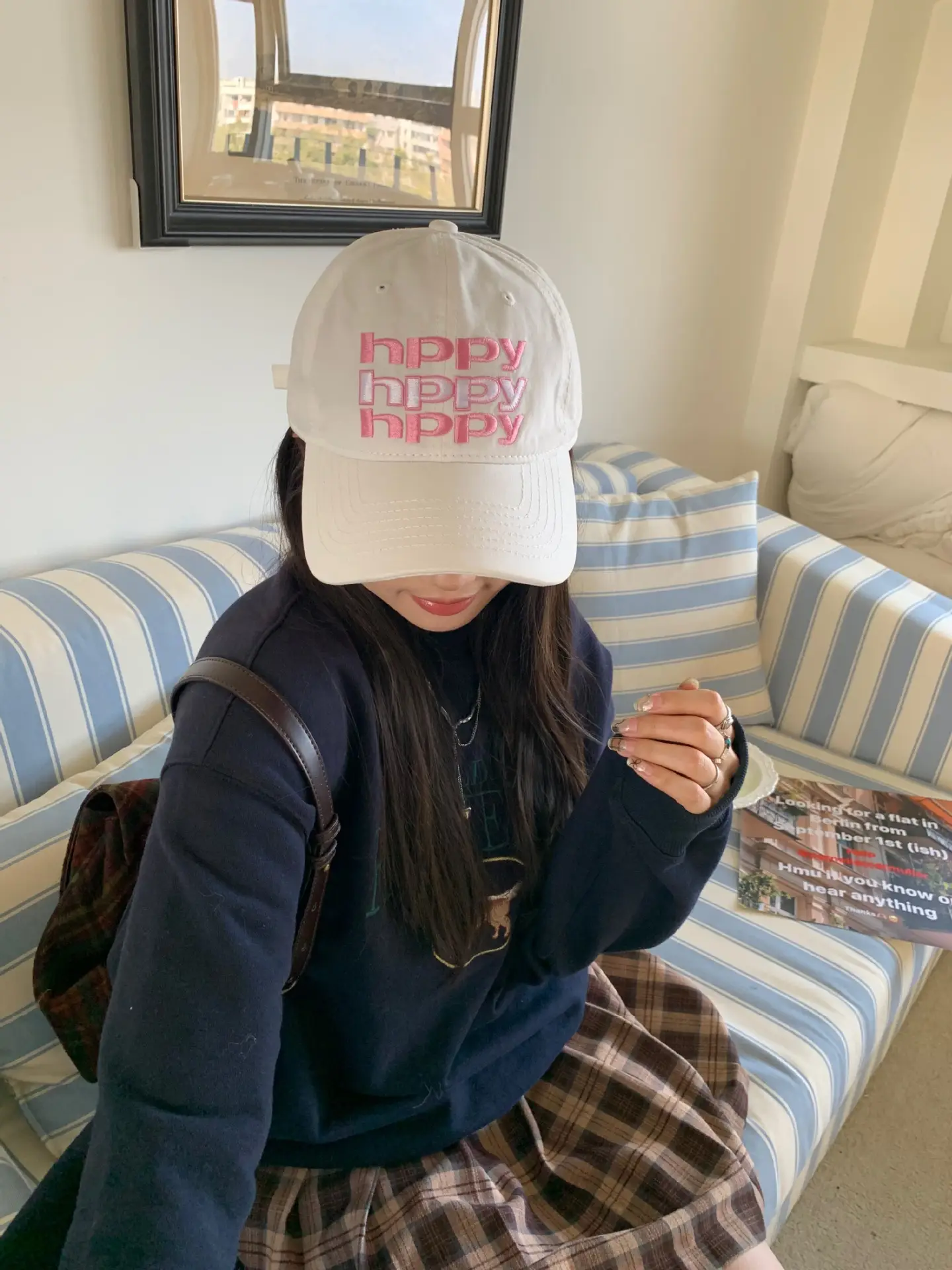 Women Retro Letter Cap Wide Brim Baseball Cap — feature 9