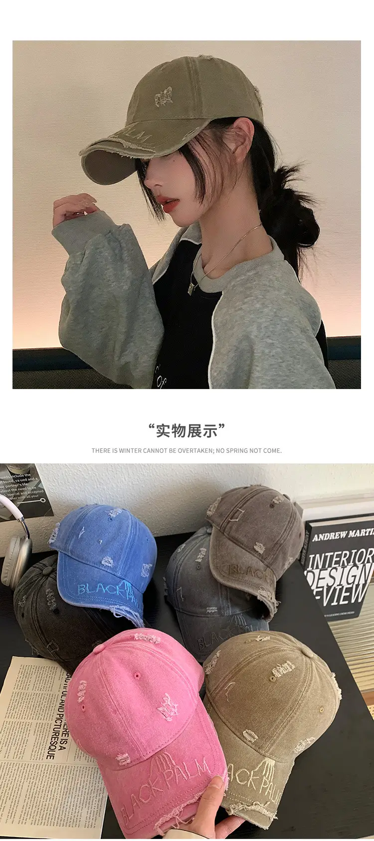 Women Distressed Pink Baseball Cap Cap — feature 7