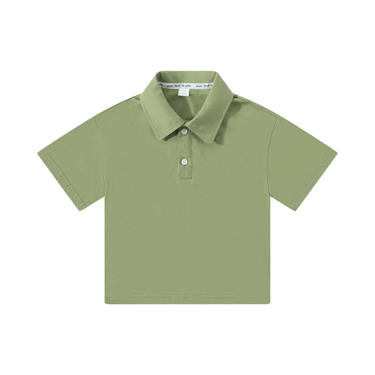 Boys Girls Kids Polo T-Shirt Large Green Cotton - Image 4