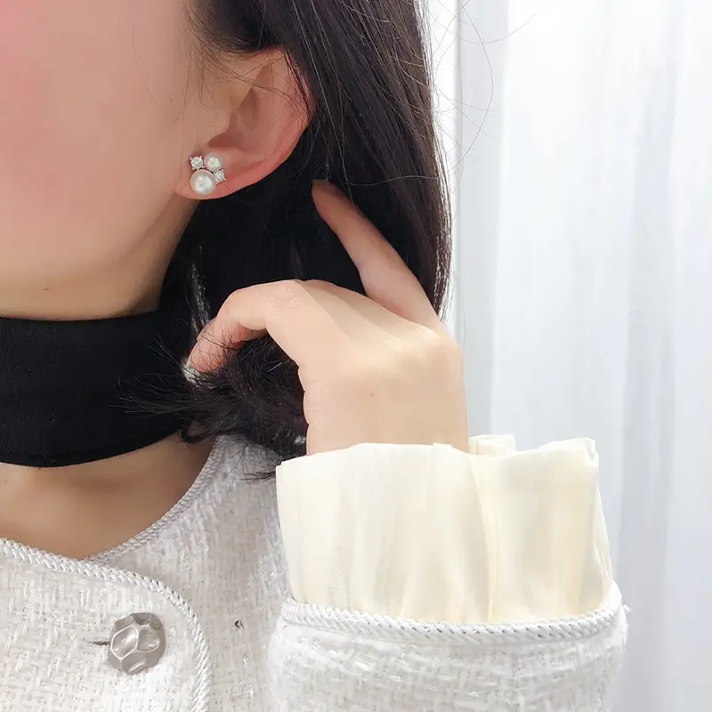 Pearl Earrings for Women with Crystal Accents - Image 6