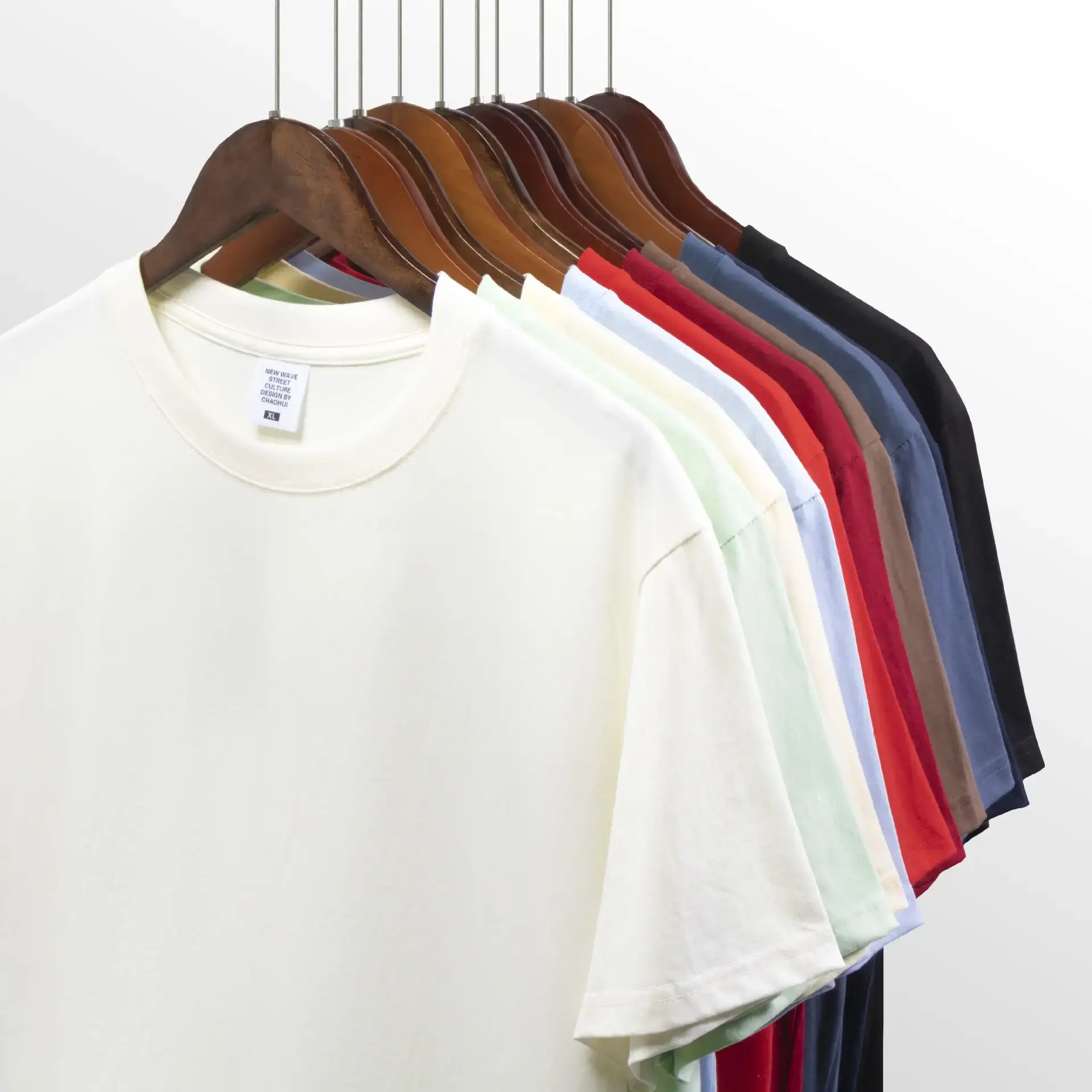 Men's 2024 Cotton Round Neck T-Shirt White - Image 82