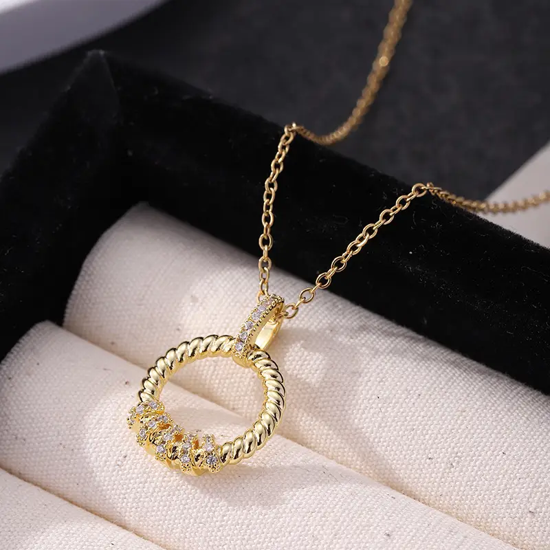 Gold Geometric Ring Necklace for Women