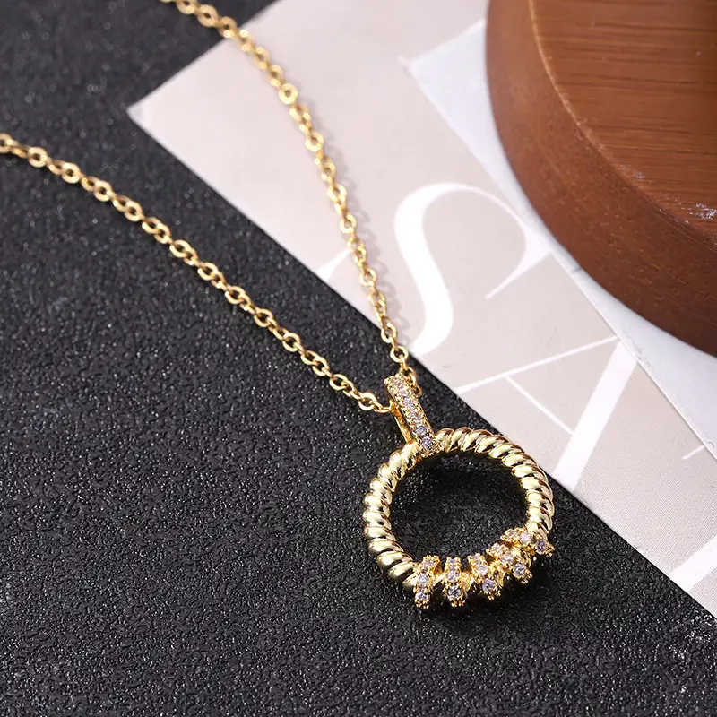 Gold Geometric Ring Necklace for Women
