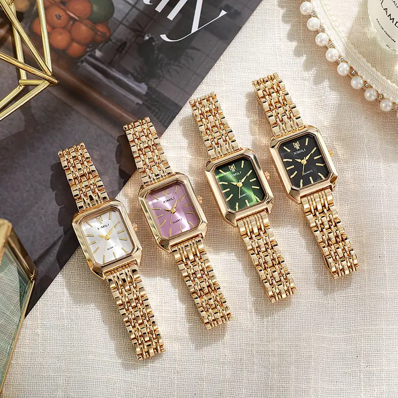 2024 foreign trade new light luxury Steel Belt Women's Watch female student fashion simple square quartz watch wholesale — feature 1