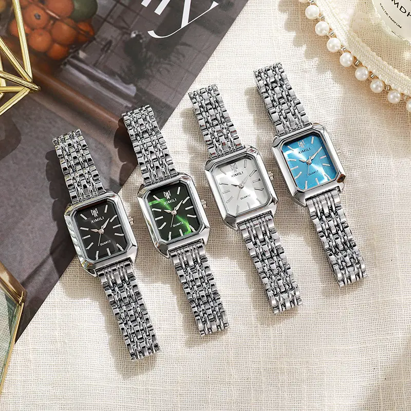 2024 foreign trade new light luxury Steel Belt Women's Watch female student fashion simple square quartz watch wholesale — feature 2