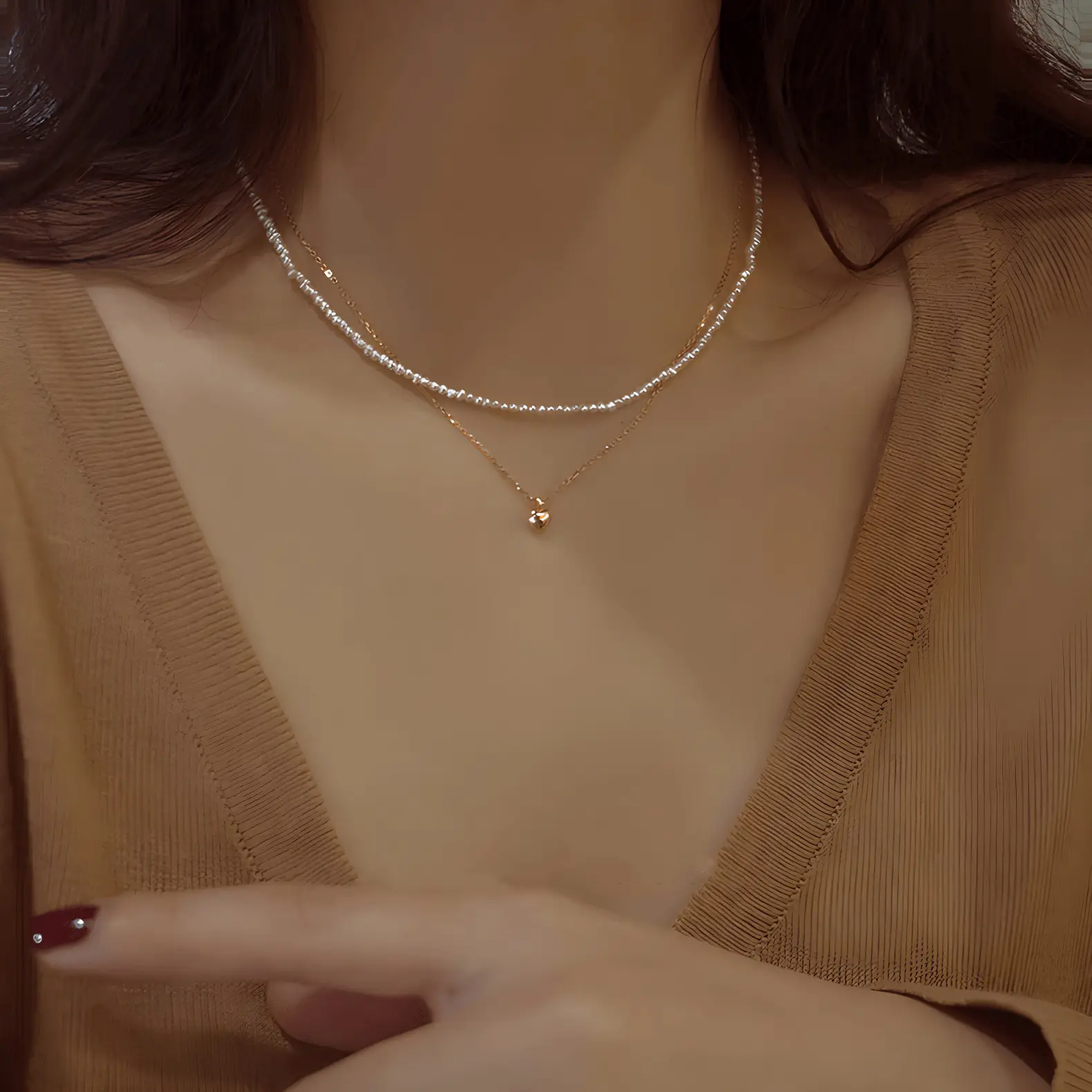 Silver Pearl Heart Necklace for Women, Niche Design, Light Luxury - Image 4