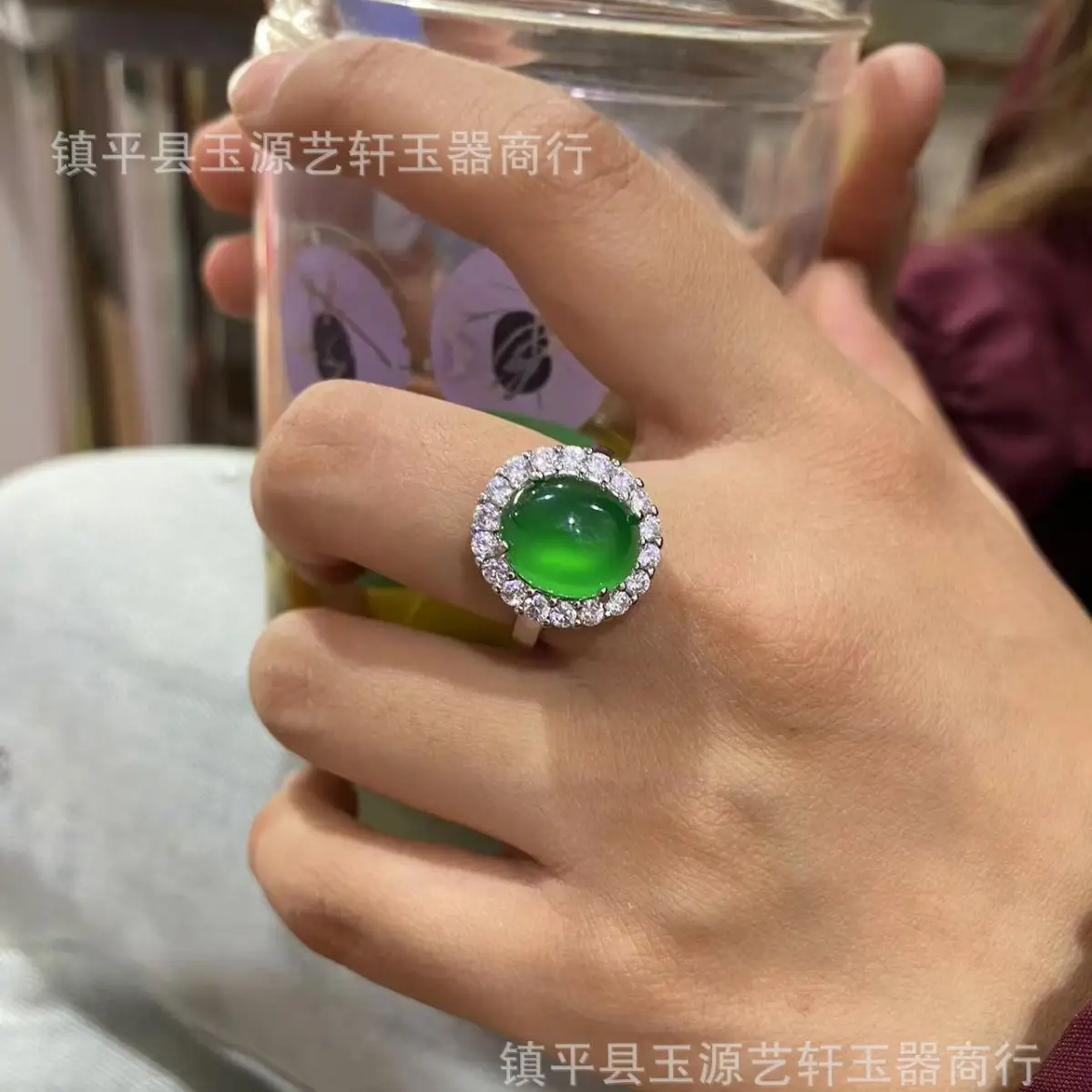Yang Green Natural Chalcedony Ring for Girlfriend New Design - Image 5