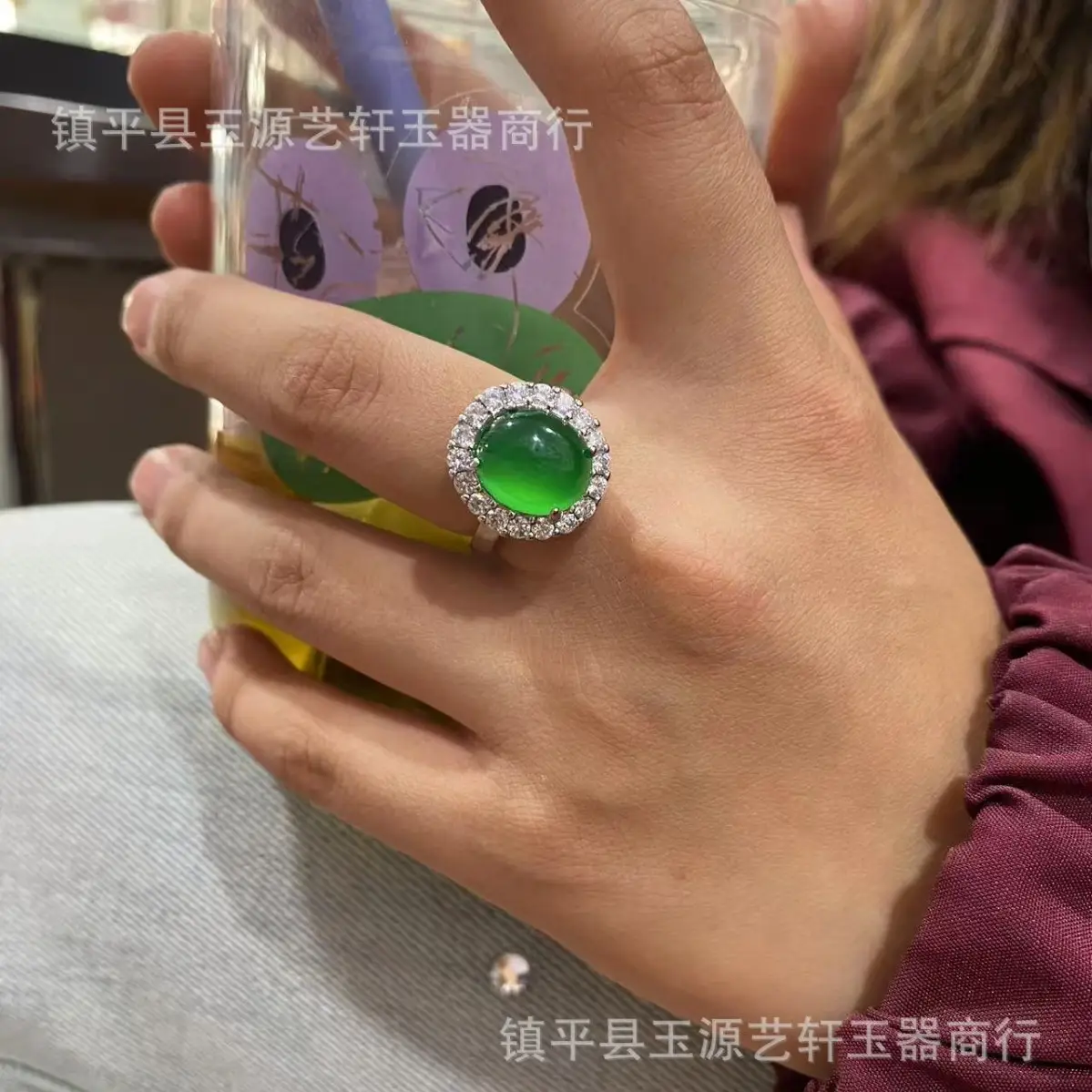 Yang Green Natural Chalcedony Ring for Girlfriend New Design - Image 6