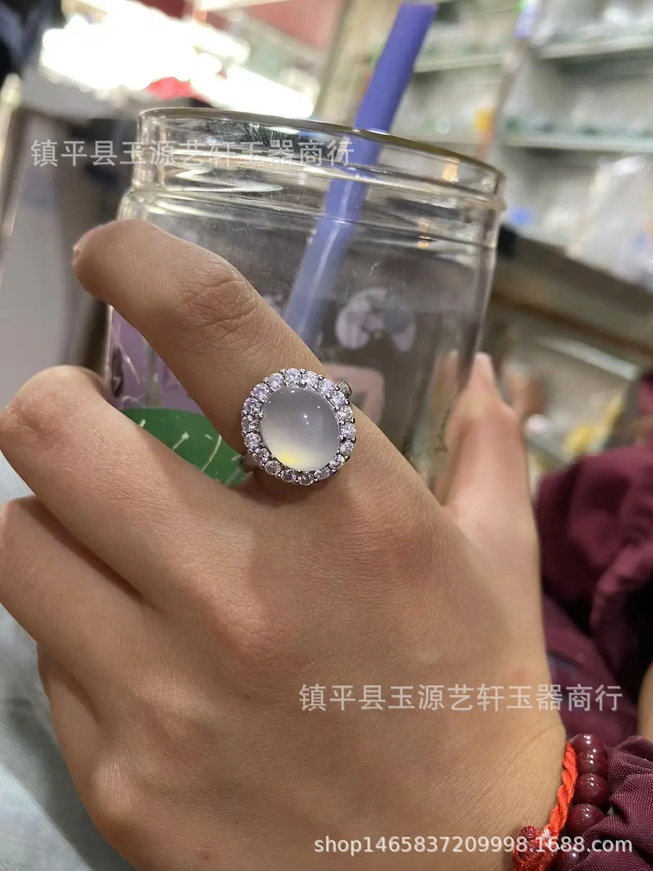 Yang Green Natural Chalcedony Ring for Girlfriend New Design - Image 2