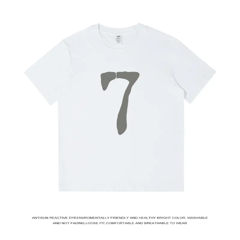 Men 7 Digital Print T-Shirt 230g Cotton Black Grey