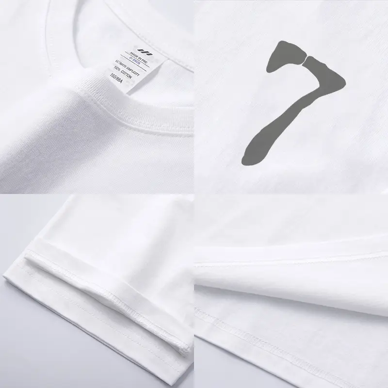 Men 7 Digital Print T-Shirt 230g Cotton Black Grey