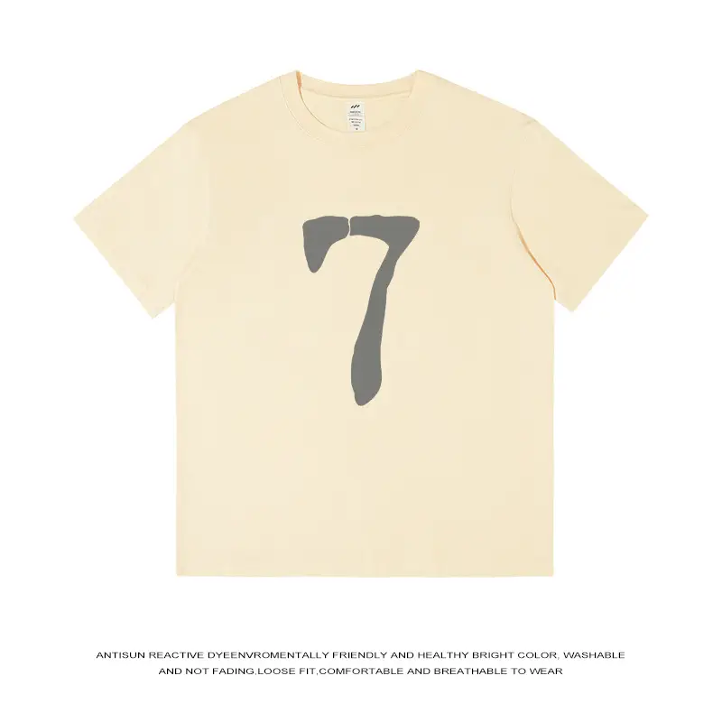 Men 7 Digital Print T-Shirt 230g Cotton Black Grey