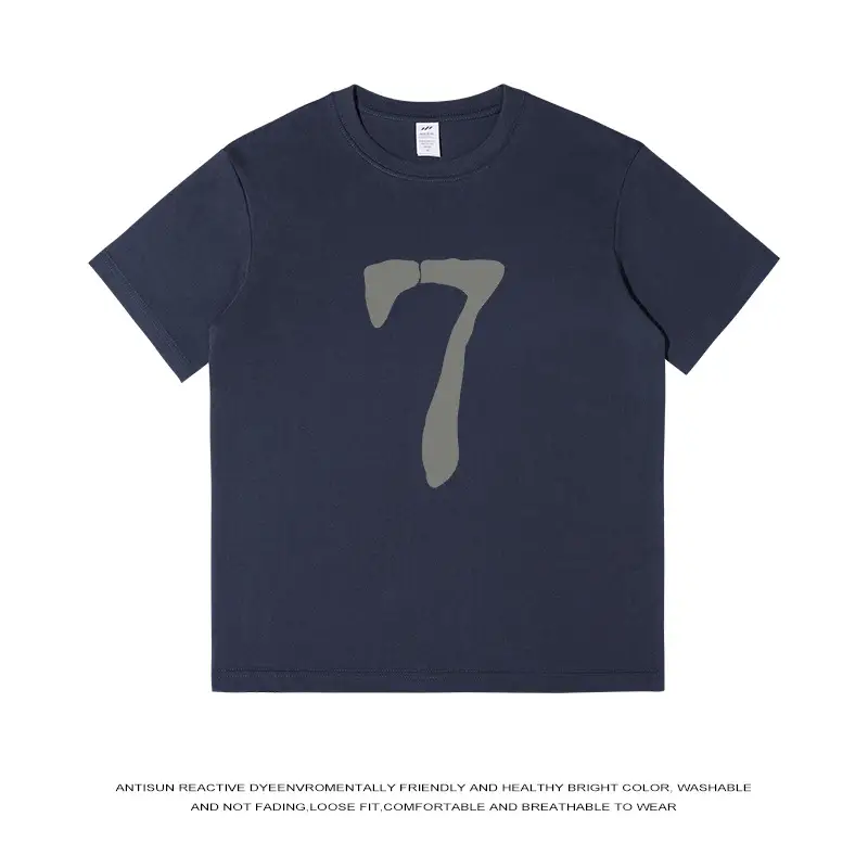 Men 7 Digital Print T-Shirt 230g Cotton Black Grey
