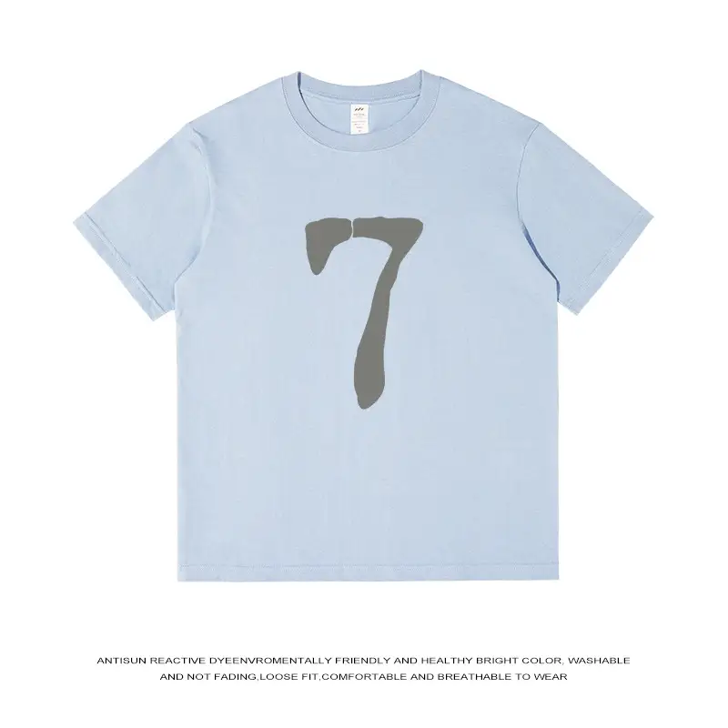 Men 7 Digital Print T-Shirt 230g Cotton Black Grey