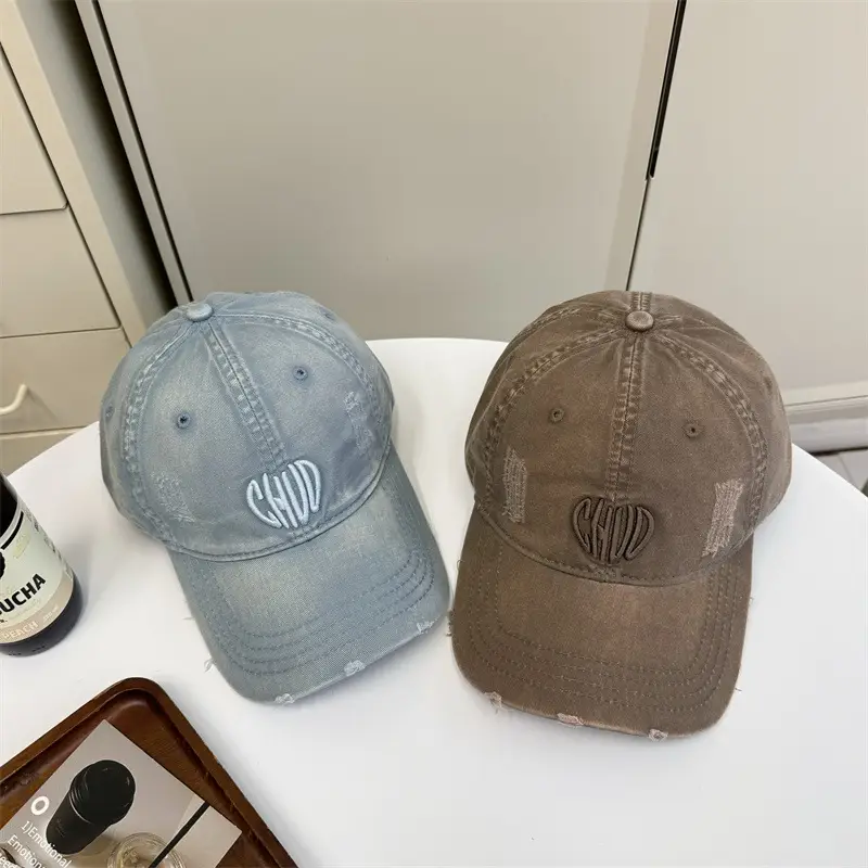 Women Retro Distressed Embroidered Baseball Cap Beige - Image 14