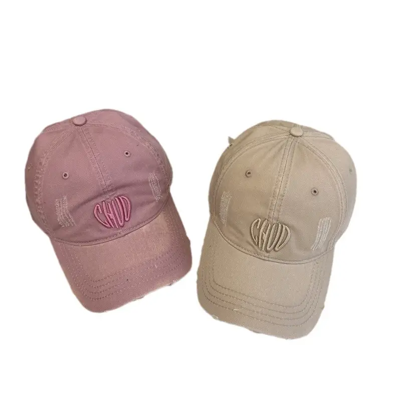 Women Retro Distressed Embroidered Baseball Cap Beige - Image 15