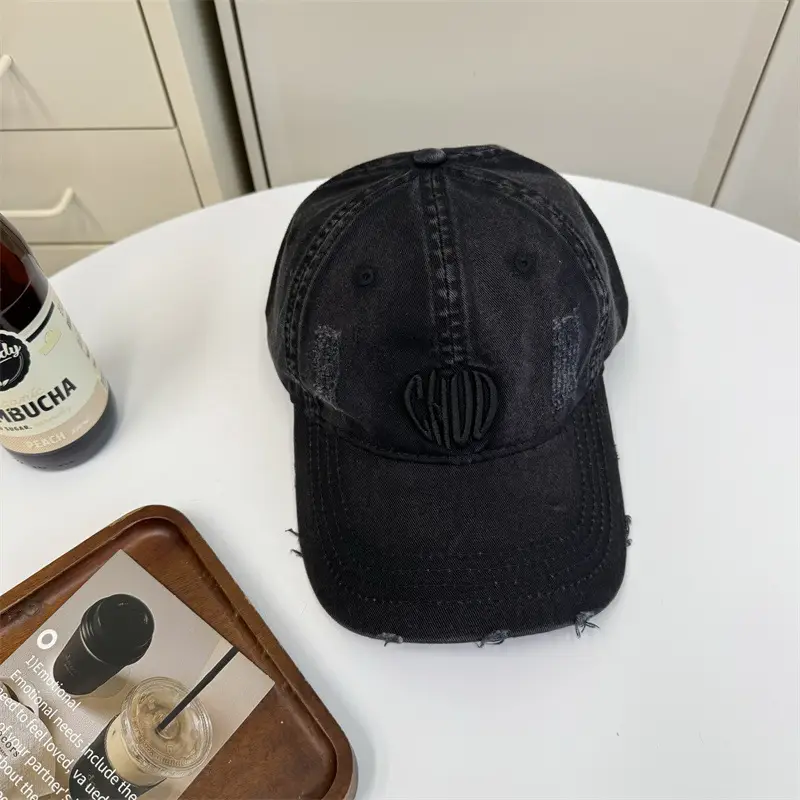 Women Retro Distressed Embroidered Baseball Cap Beige - Image 3