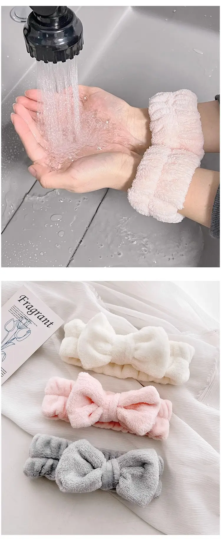 White Washable Hair Band Wrist Band 11x5cm 3-Piece Set — feature 11