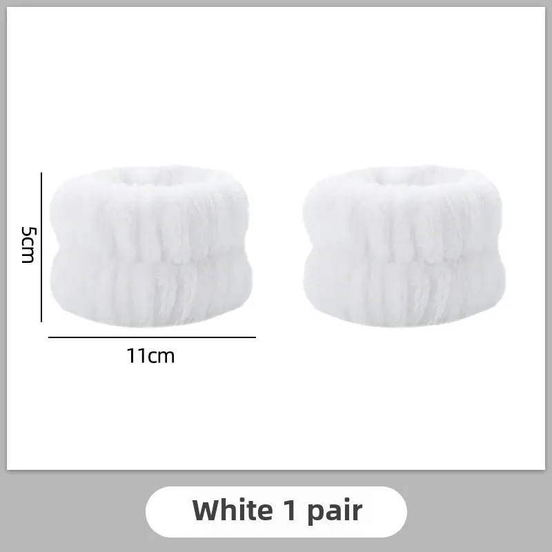 White Washable Hair Band Wrist Band 11x5cm 3-Piece Set