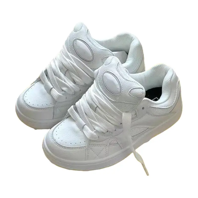 Spring New White Retro Bread Shoes Women's Chic Niche Design Hong Kong-style sneaker High-value Casual Shoes