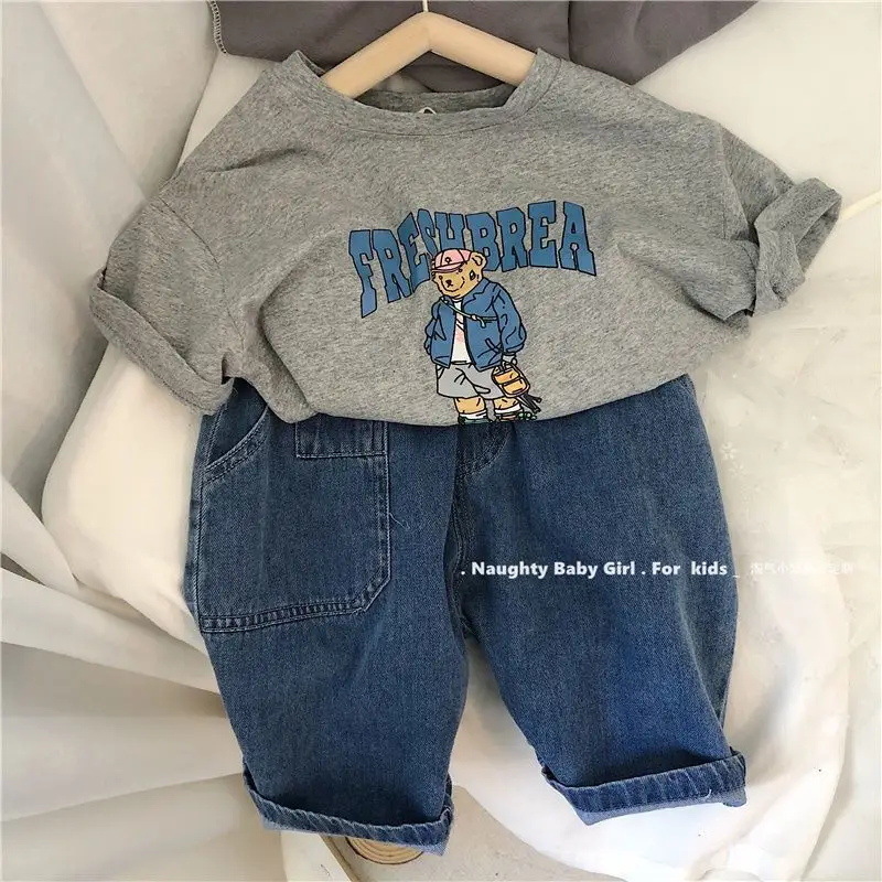 26 Summer Boys Cotton Bear Print Teal T-Shirt — feature 1