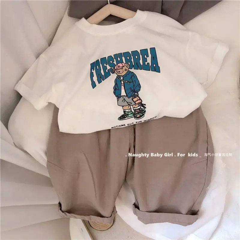 26 Summer Boys Cotton Bear Print Teal T-Shirt — feature 11