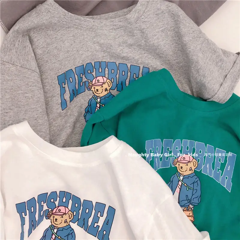 26 Summer Boys Cotton Bear Print Teal T-Shirt — feature 7