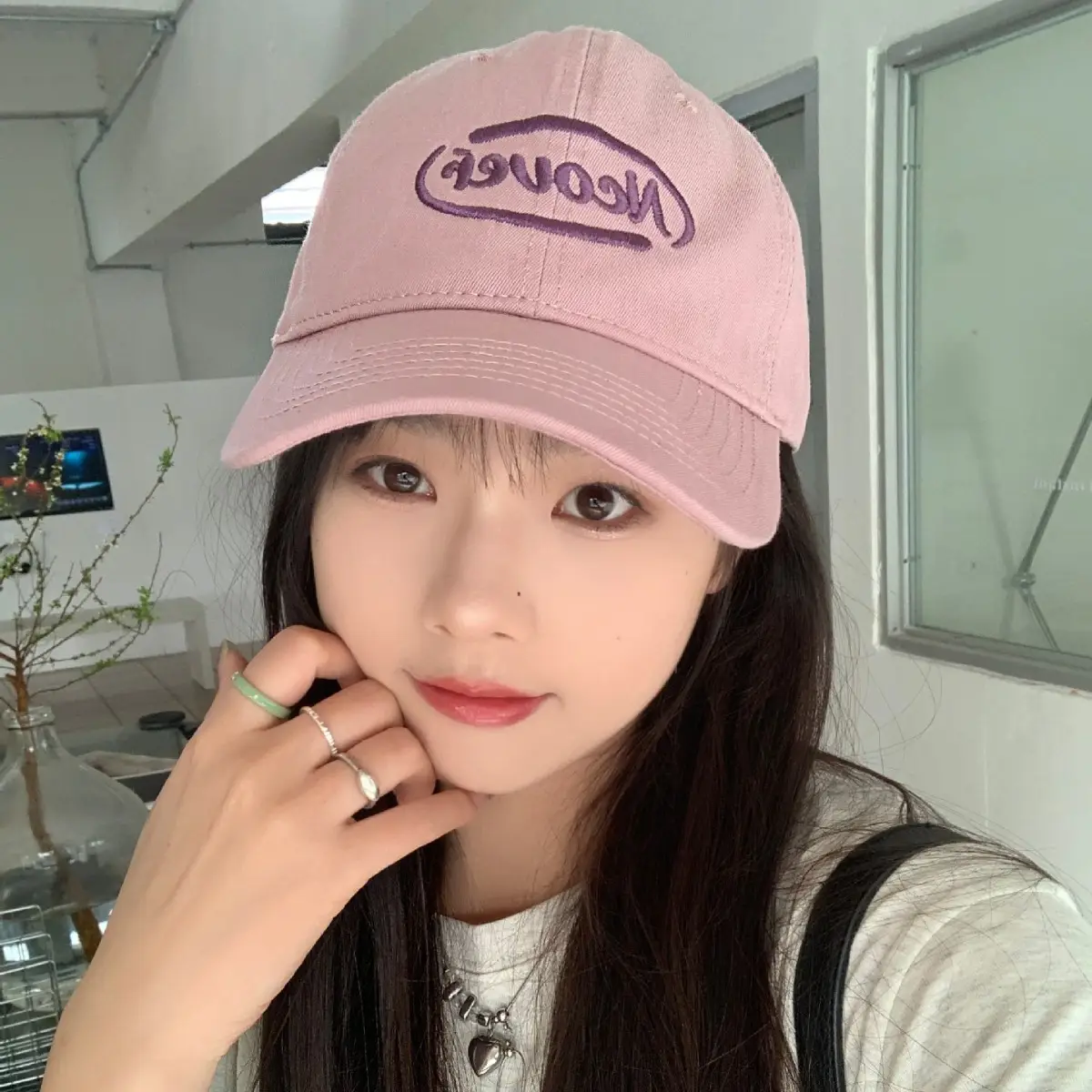 Black Letter Embroidered Baseball Cap for Women - Image 9