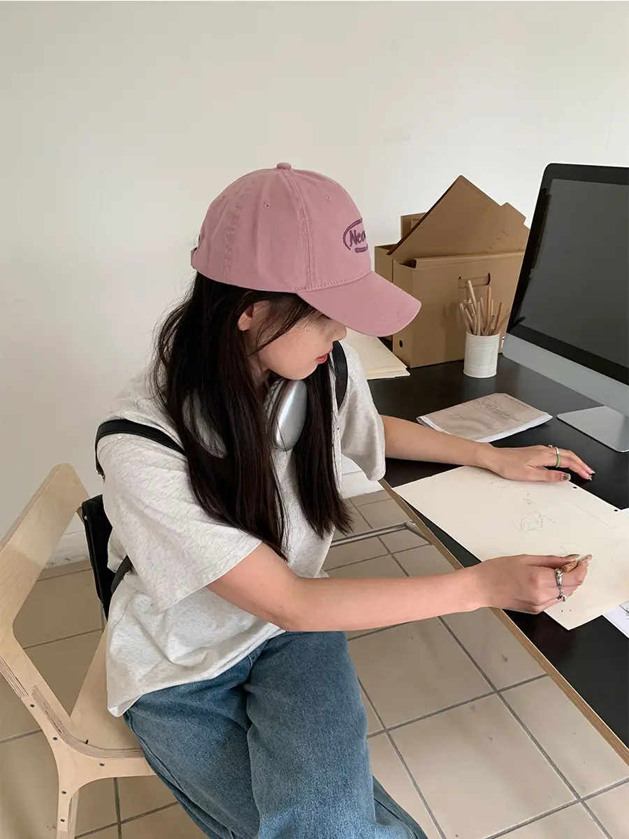 Black Letter Embroidered Baseball Cap for Women — feature 1